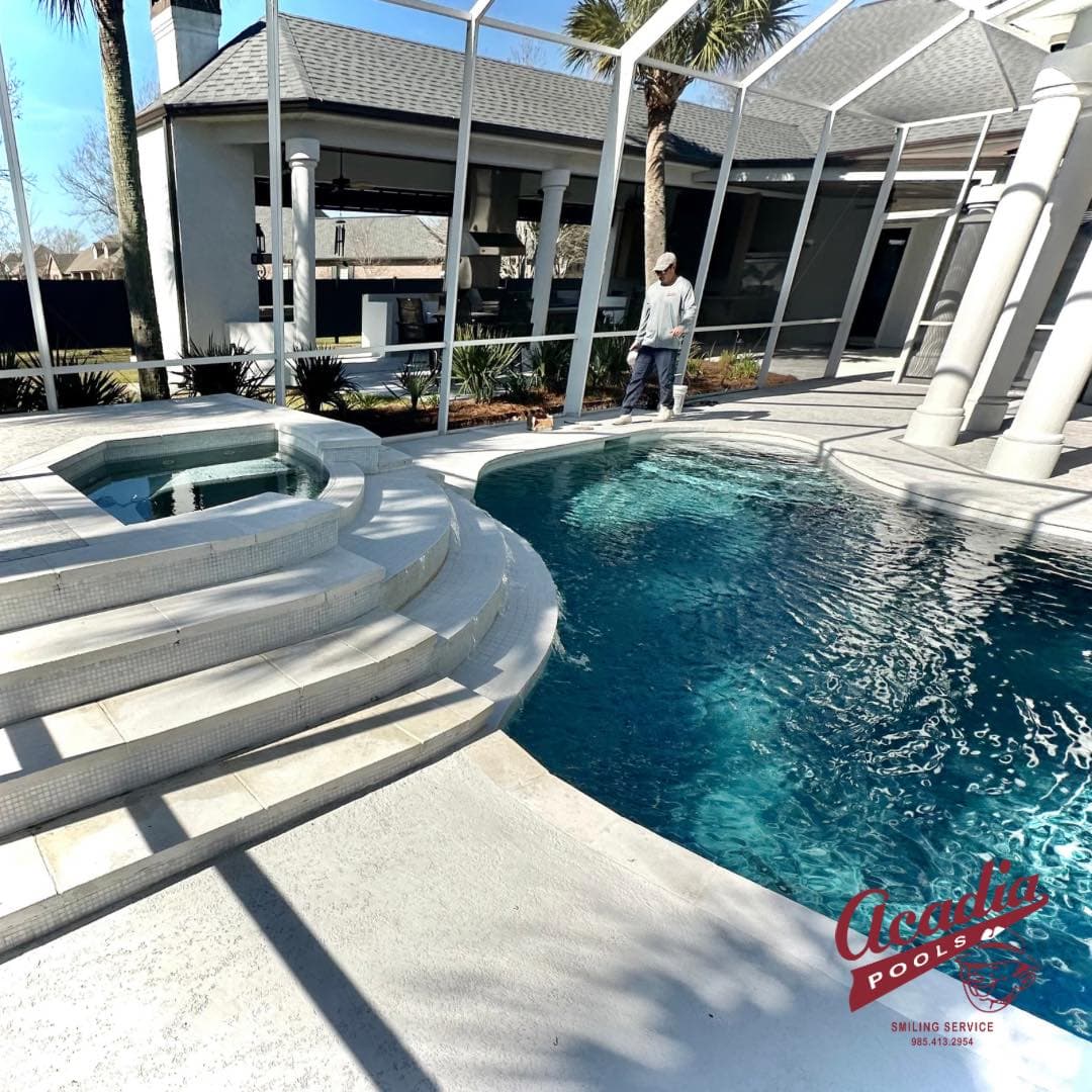 Pool with coping and landscaping
