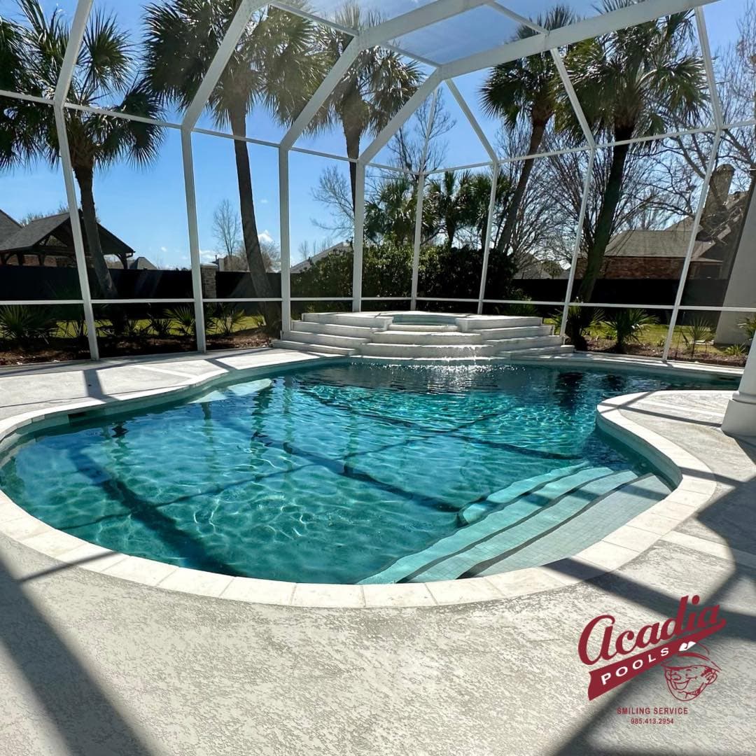 Pool with coping and landscaping